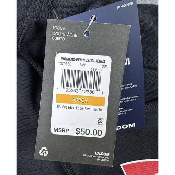 Under Armour Sweater Hoodie Womens Small Black Freedom USA Flag Hooded Pullover - Picture 5 of 5